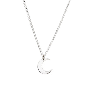 Crescent Moon Pendant Necklace Silver, I Love You To The Moon and Back Card