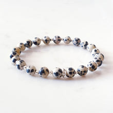 Load image into Gallery viewer, Dalmatian Jasper Crystal Bracelet Sterling Silver, Stone Beaded Bracelet
