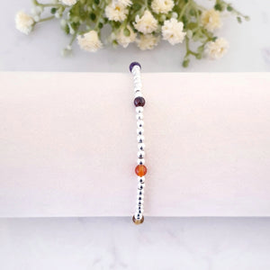 Beaded Crystal Rainbow Bracelet Sterling Silver Stretch Design