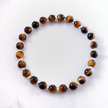 Load image into Gallery viewer, Tigers Eye Crystal Bracelet Sterling Silver, Stone Beaded Bracelet
