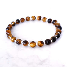 Load image into Gallery viewer, Tigers Eye Crystal Bracelet Sterling Silver, Stone Beaded Bracelet
